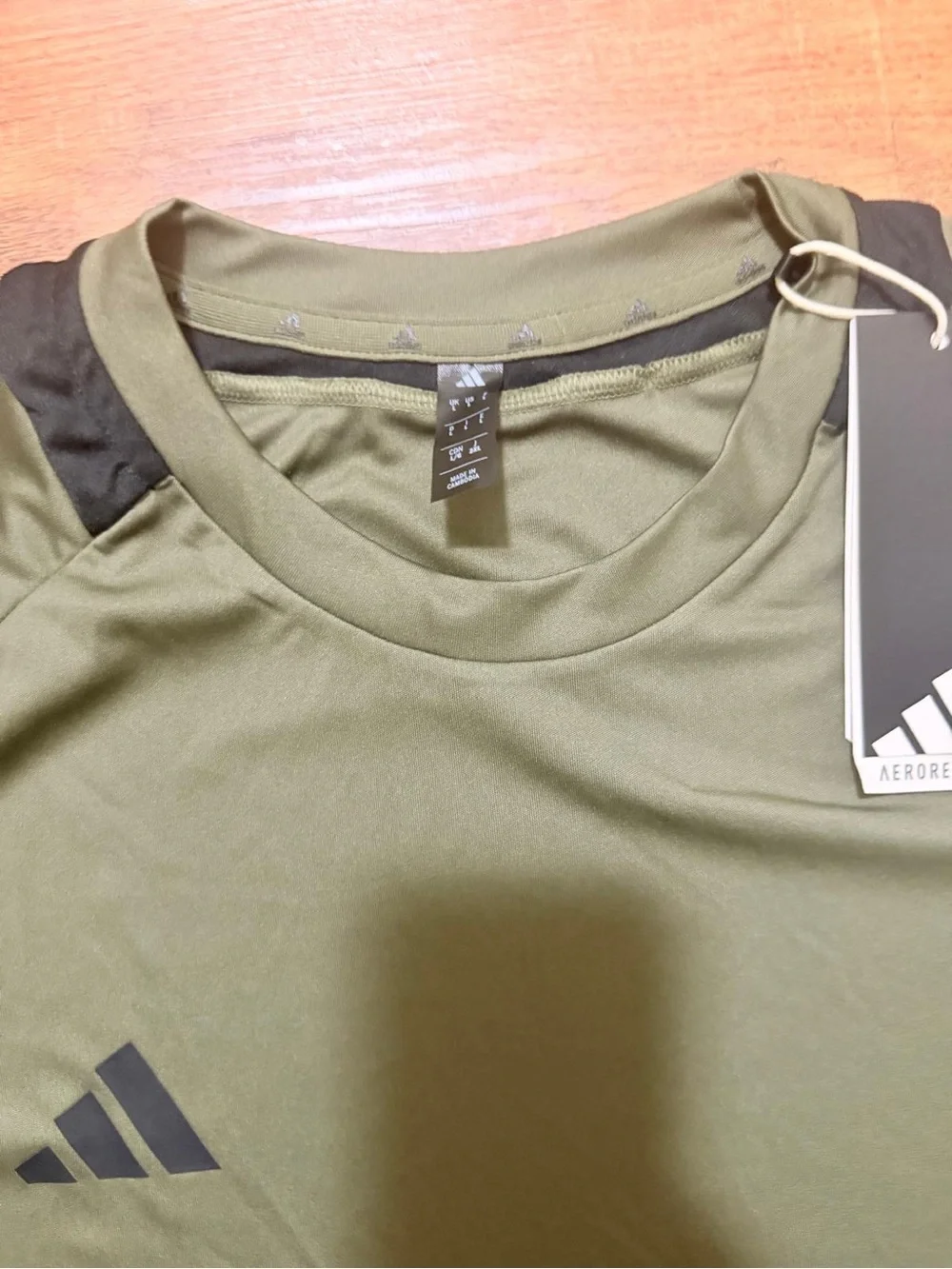 adidas Olive Green Athletic Short-Sleeve Jersey with Black Accents